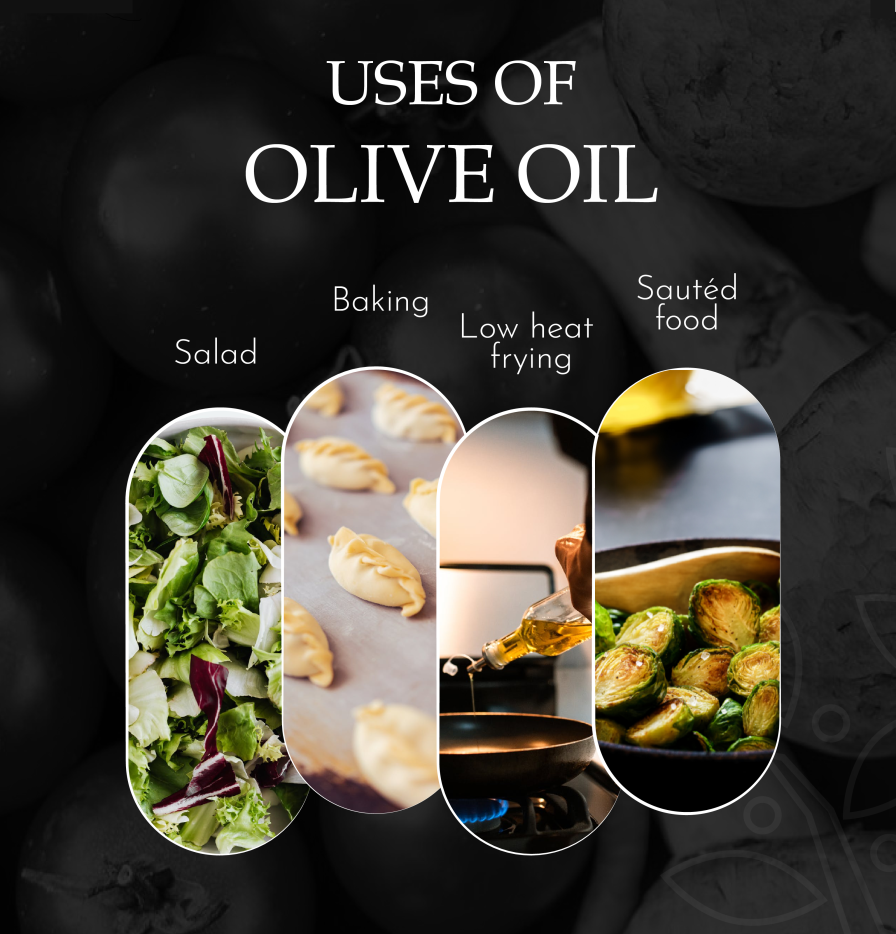 Uses of oil. Salads, baking, frying, sauté