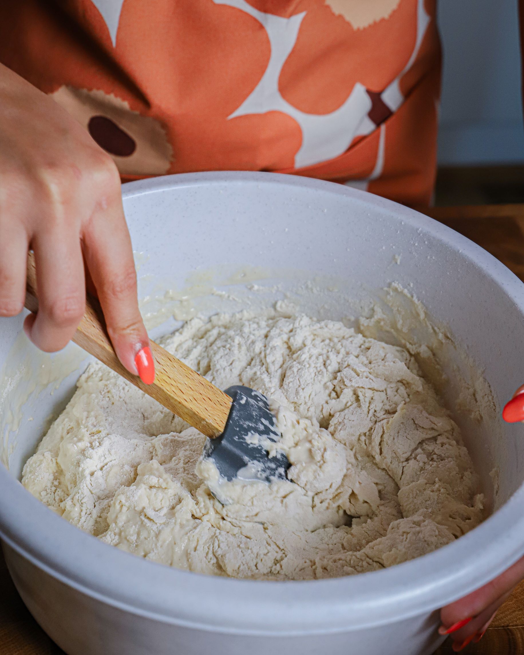 Add flour and ingredients in a bowl